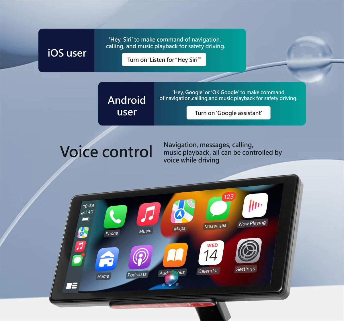 R10 Dashcam CarPlay - 10.36inch 2/4 Lens Dashcam with wireless CarPlay Android Auto