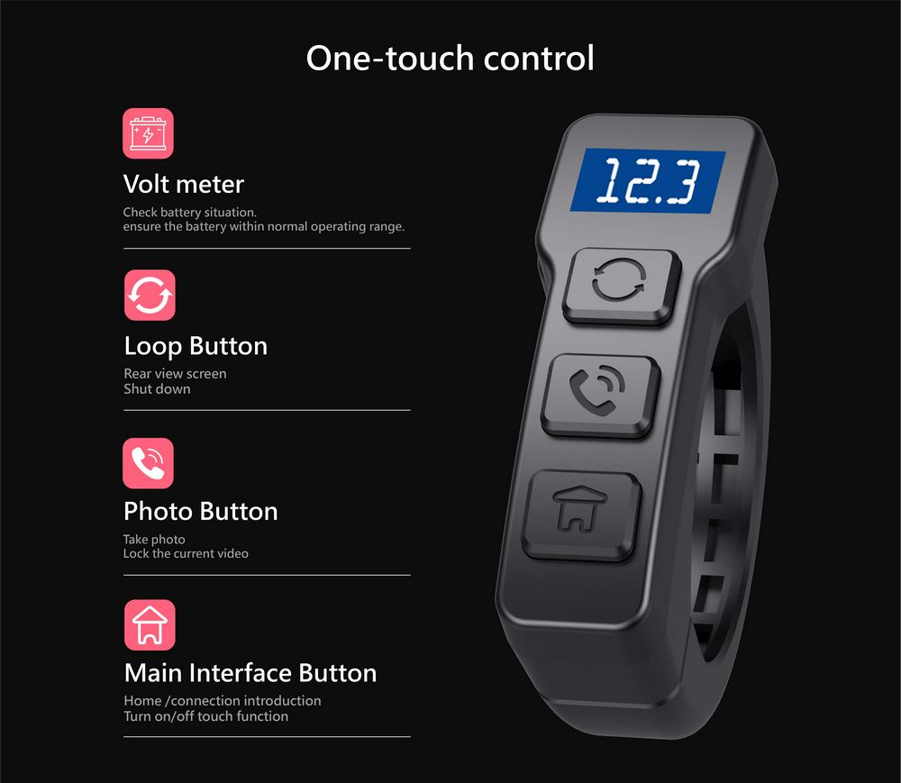 BK1 Motorcycle Dashcam CarPlay Two Camera Line Controller Waterproof IP66