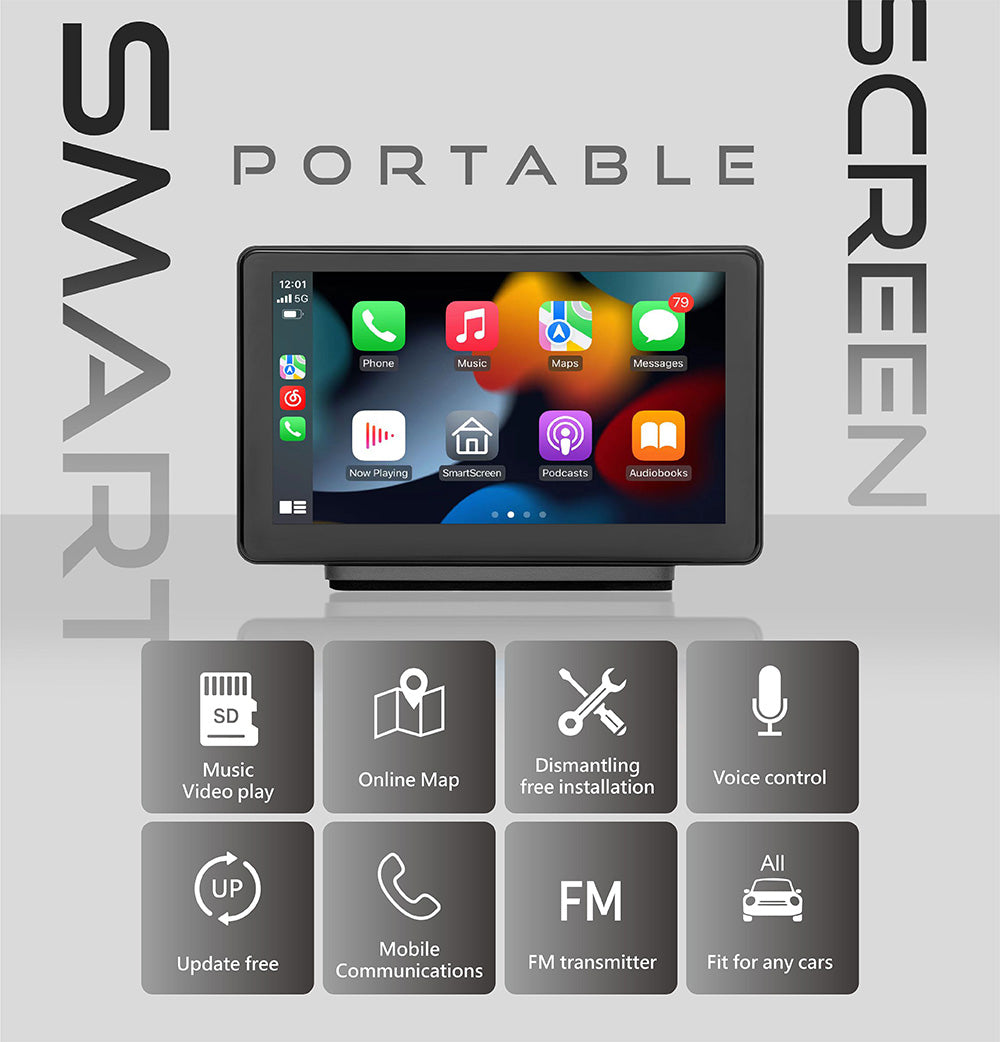 RX7 Portable CarPlay - 7-inch Smart Screen of wireless CarPlay Android Auto Navigation Infotainment