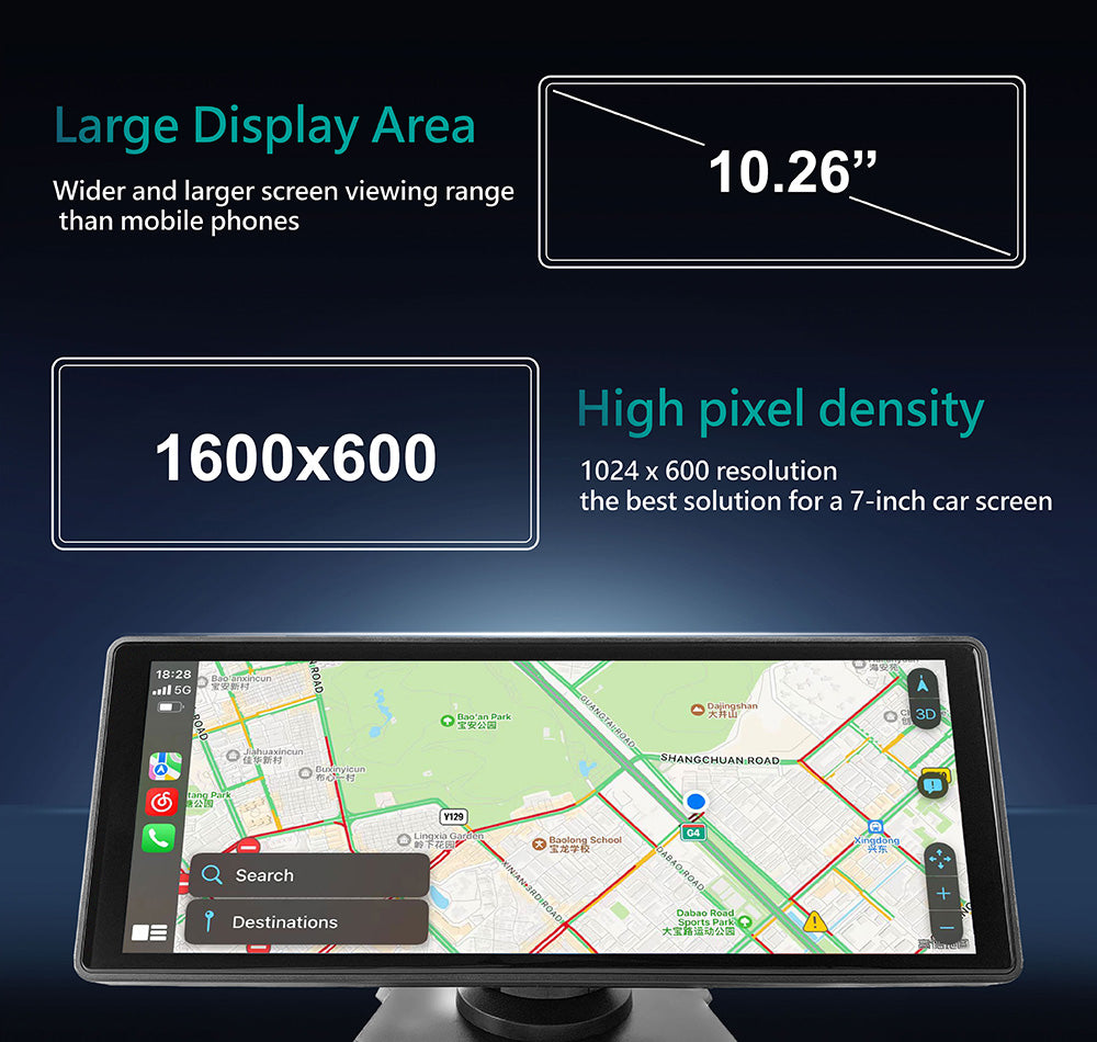 RX10 Portable CarPlay - 10-inch Smart Screen of wireless CarPlay Android Auto Navigation Infotainment