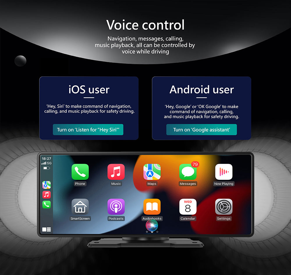 RX10 Portable CarPlay - 10-inch Smart Screen of wireless CarPlay Android Auto Navigation Infotainment