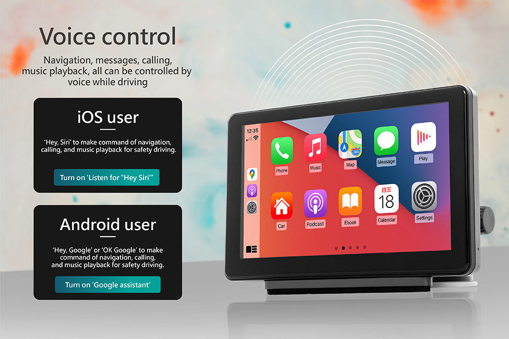 RX7 Portable CarPlay - 7-inch Smart Screen of wireless CarPlay Android Auto Navigation Infotainment