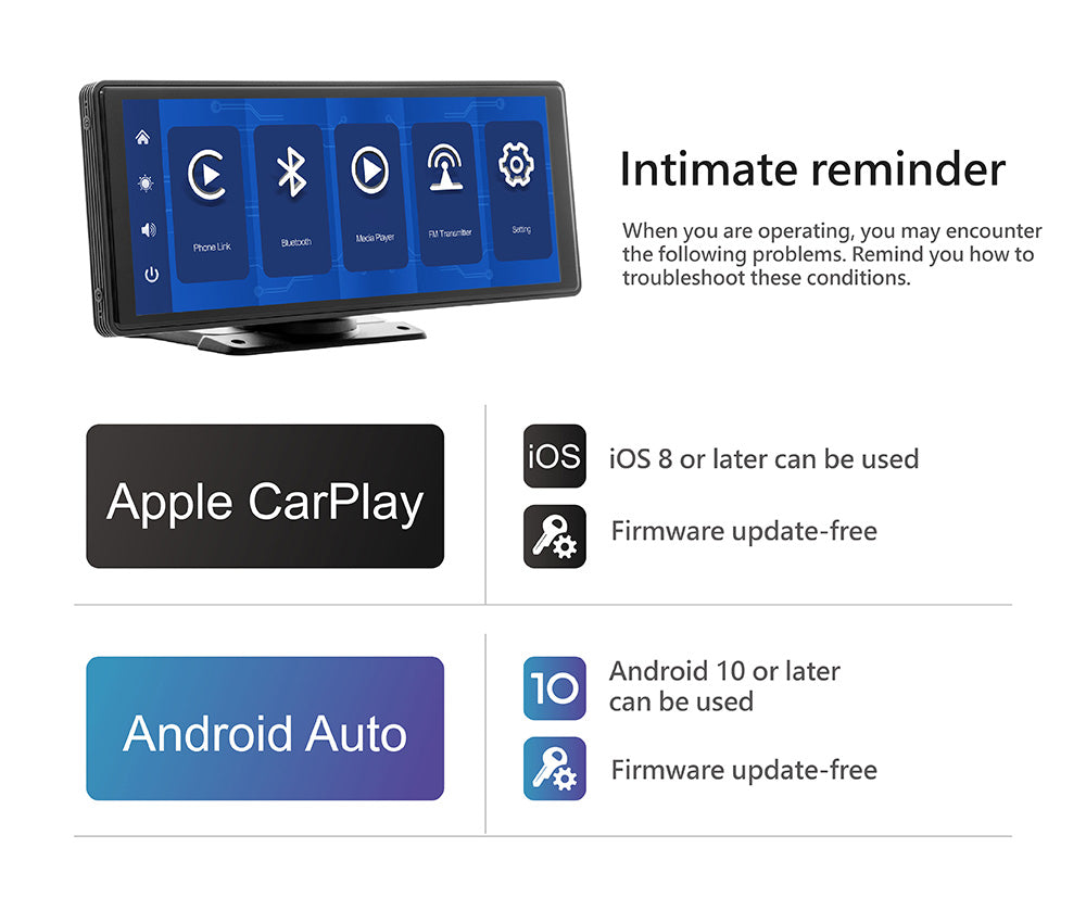 RX10 Portable CarPlay - 10-inch Smart Screen of wireless CarPlay Android Auto Navigation Infotainment