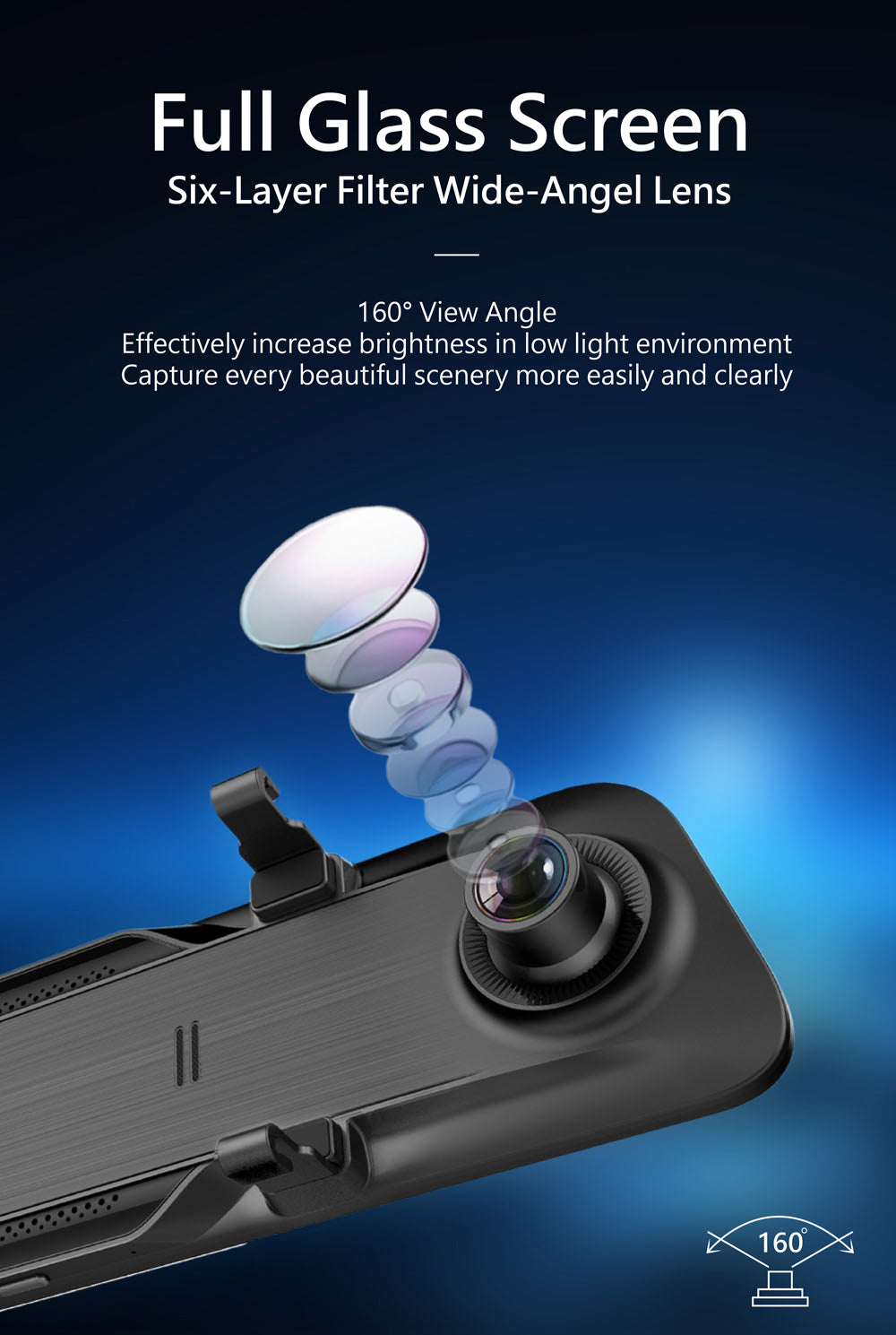 AL5 - 12 inch QHD 2K+1080P Dual Lens Superb Vision Dash Cam w/ Sony Sensor AI Voice Control