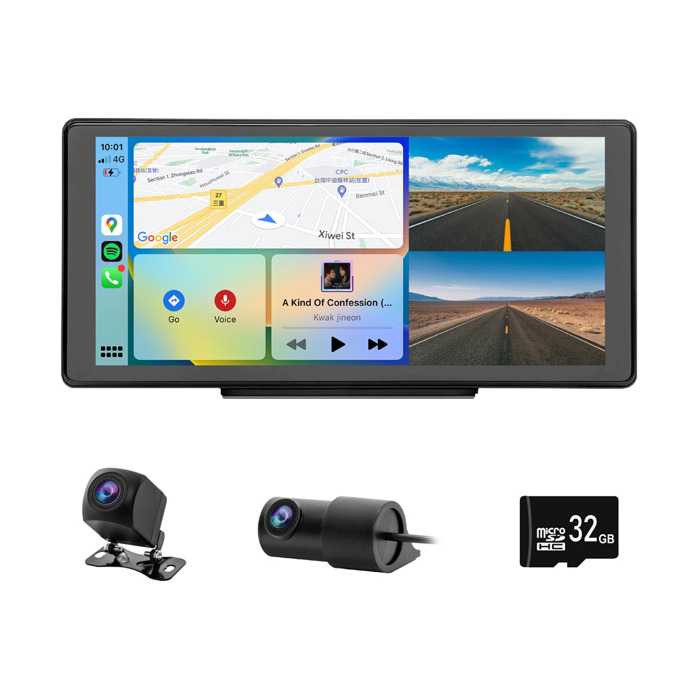 R10 Dashcam CarPlay - 10.36inch 2/4 Lens Dashcam with wireless CarPlay Android Auto
